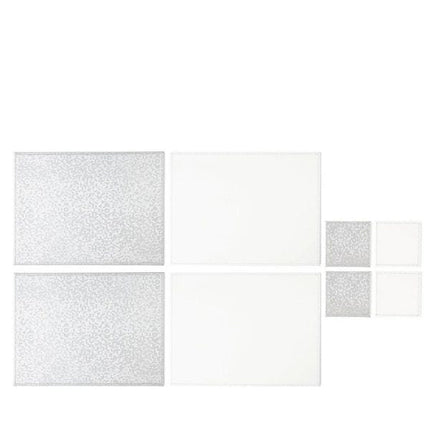 Sabichi Set of 4 Reversible Placemats & Coasters - Silver / Ivory Honeycomb  | Napev