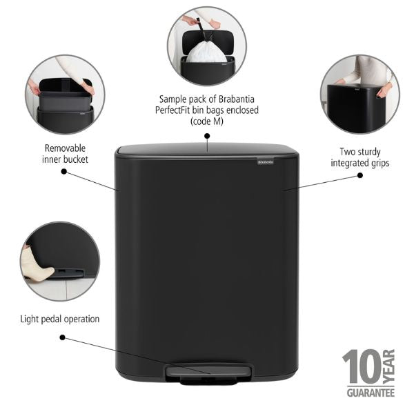 Brabantia Bo Pedal Bin, 60L – napev