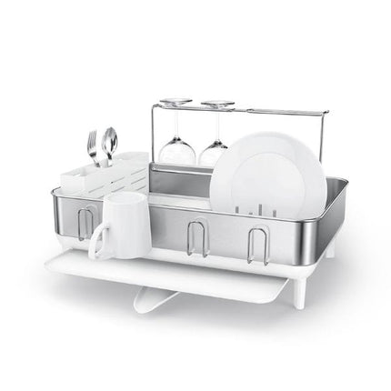 Simplehuman Dishrack with Wine glass holder - White | napevltd.com