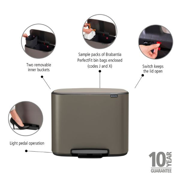 brabantia bo pedal bin 11 + 23 liter Brabantia Bo Pedal Bin, 11 + 23L – napev