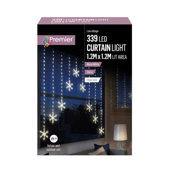 Premier LED Snowflake Curtain Lights – Warm White AT NAPEV GH