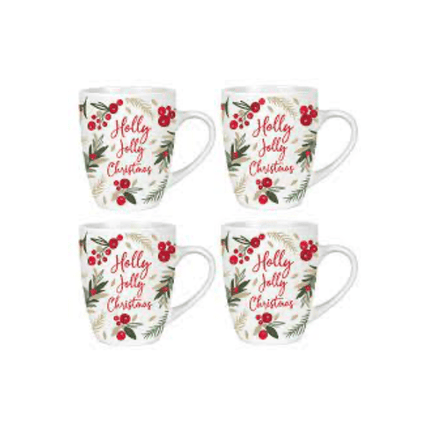 Harvey & Mason Holly Jolly Christmas Mugs | Set Of 4 at Napev GH