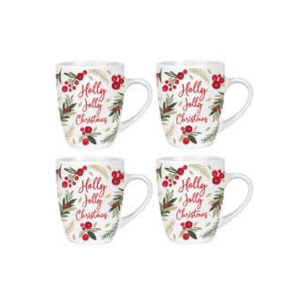Harvey & Mason Holly Jolly Christmas Mugs | Set Of 4 at Napev GH