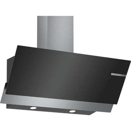 Bosch Series 4 wall-mounted cooker hood 90 cm clear glass black printed, DWK96AJ60M