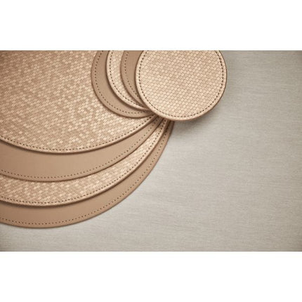 Sabichi Set of 4  Round Reversible Placemats & Coasters - Gold Honeycomb | Napev