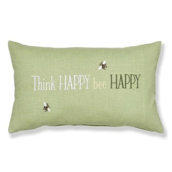 Think Happy Bee Happy Cushion Green | Napev