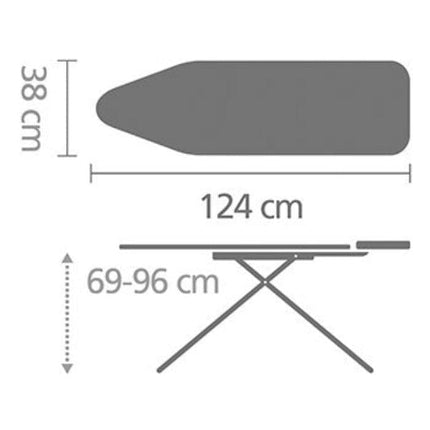 Brabantia Super Stable Comfort Ironing Board (B) - Denim Black dimensions | napev 