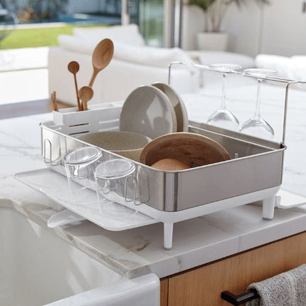 Simplehuman Dishrack with Wine glass holder - White | napevltd.com