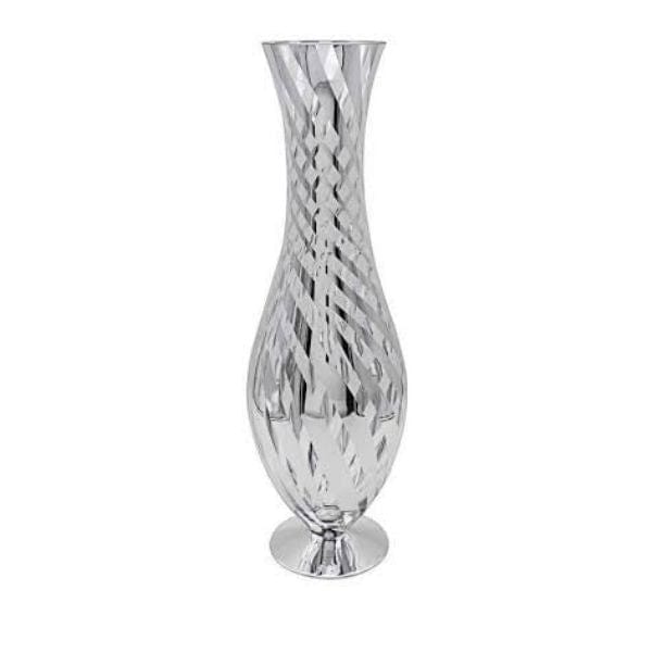 Vincenza Glass Vase- Silver Swirl