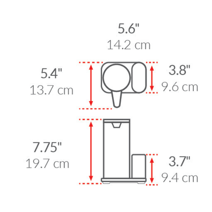 Simplehuman Sensor Pump w/Caddy 414ML at Napev GH - DIMENSIONS