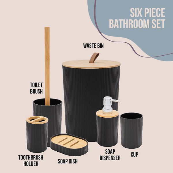 Anika Bathroom Accessory Set in Black at Napev GH