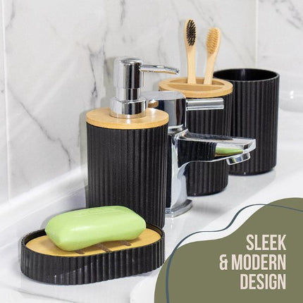 Anika Bathroom Accessory Set in Black at Napev GH