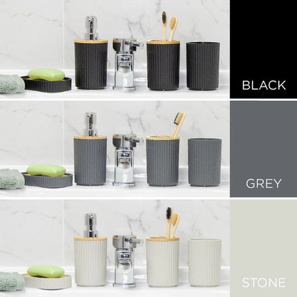 Anika Bathroom Accessory Set in Black at Napev GH