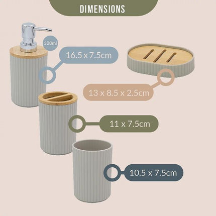 Anika Bathroom Accessory Set in Stone at Napev GH