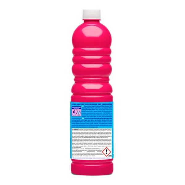 Asevi Mio concentrated floor cleaner bottle showing the back label with usage instructions and safety information.