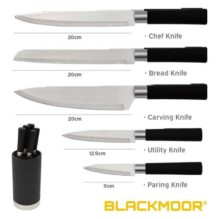 Blackmoor 5 Piece Knife Block Set - Black at Napev GH