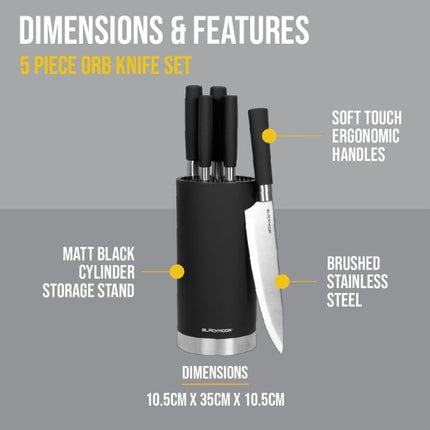 Blackmoor 5 Piece Knife Block Set - Black at Napev GH