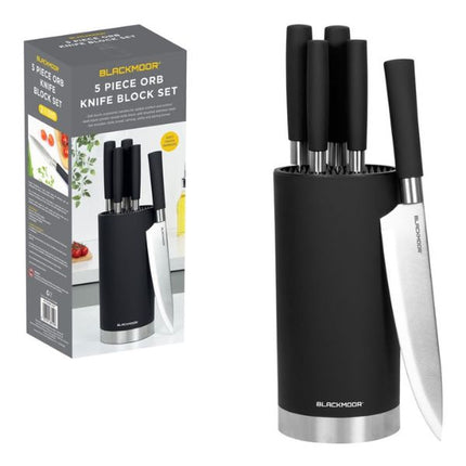Blackmoor 5 Piece Knife Block Set - Black at Napev GH