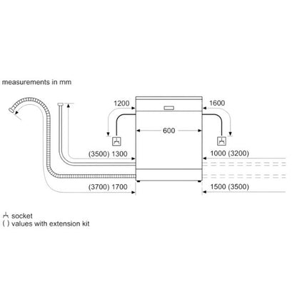 Bosch Series 4 free-standing dishwasher 60 cm Brushed steel SMS46DI00M Dimensions at Napev GH