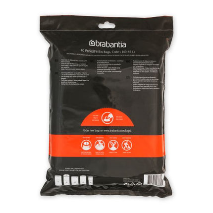 Brabantia PerfectFit Bags, Code L, 40-45L, 40 Bags at Napev GH