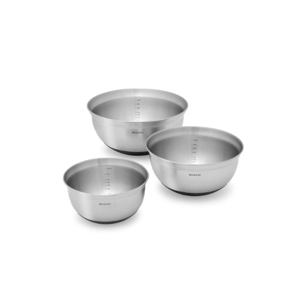 Brabantia Profile Mixing Bowl Set, 1.0L+1.6L+3.0L at Napev GH