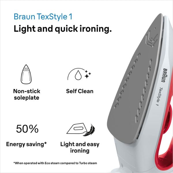 Braun 1900w Steam Iron - SI1019RD at Napev GH