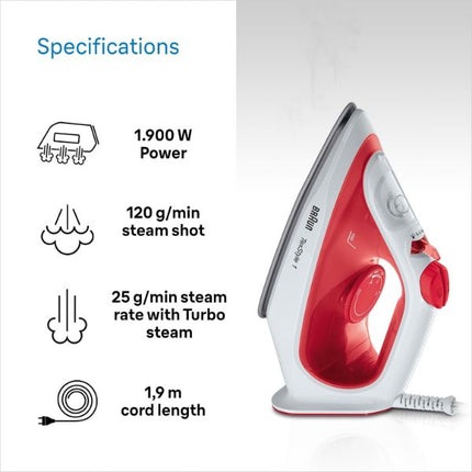 Braun 1900w Steam Iron - SI1019RD at Napev GH