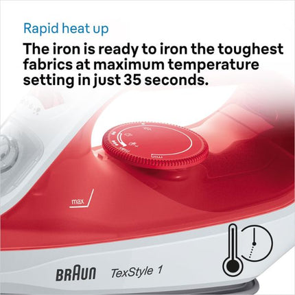 Braun 1900w Steam Iron - SI1019RD at Napev GH