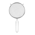 Chef Aid 20cm metal kitchen strainer with fine mesh, round frame and long handle.