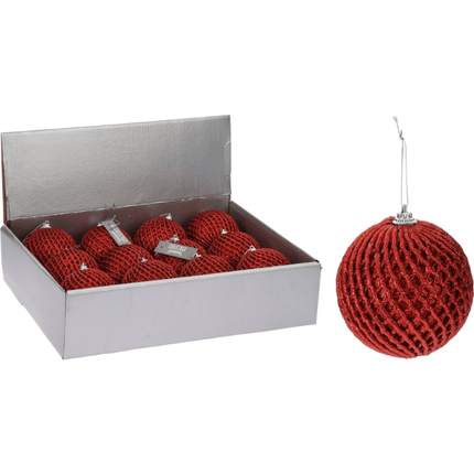 JK Home Décor - Xmas ball Glitter 80mm Red at Napev GH