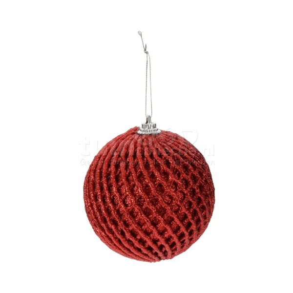 JK Home Décor - Xmas ball Glitter 80mm Red at Napev GH