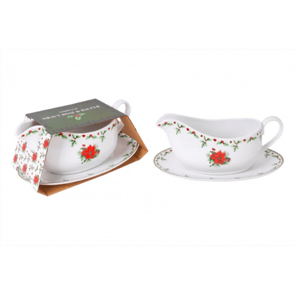 Christmas Holly Gravy Boat & Saucer at Napev GH