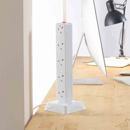 Daewoo 2M 10-Gang Tower Extension Lead Power Strip Sockets with 2 USB Port at Napev GH