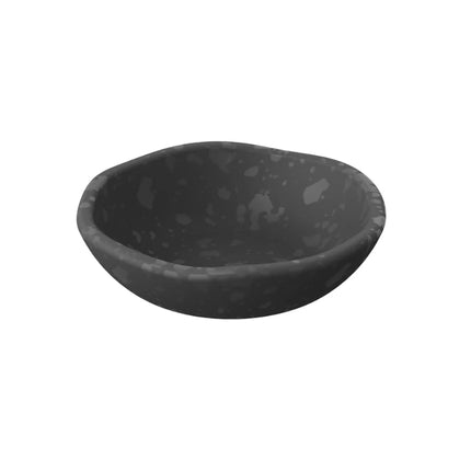 Dalebrook Mineral Agate grey 450ml melamine bowl with a shallow rounded shape and mottled crackle-effect finish.