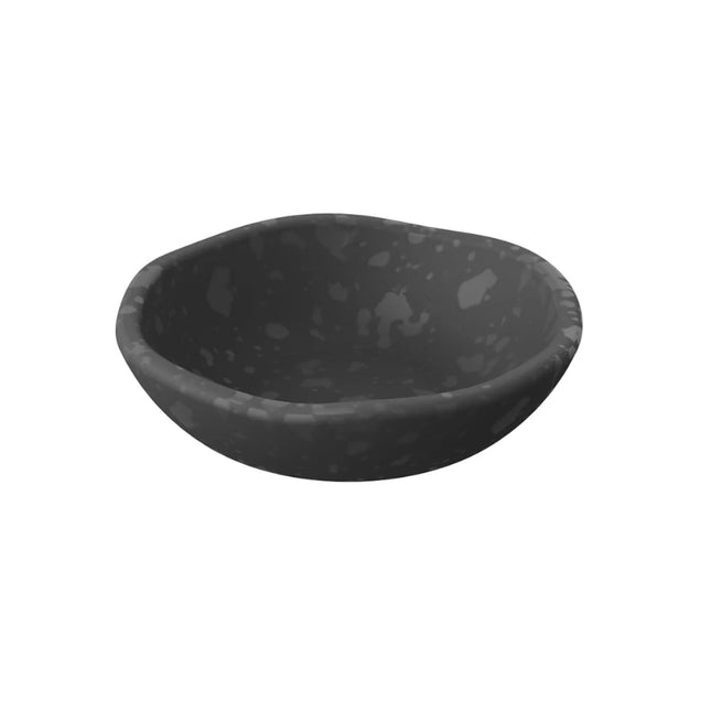 Dalebrook Mineral Agate grey 450ml melamine bowl with a shallow rounded shape and mottled crackle-effect finish.