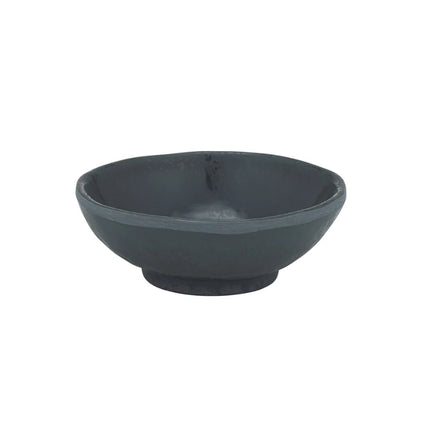 Dalebrook Mineral Agate grey 65ml melamine ramekin with a shallow rounded shape and subtle crackle-effect finish.