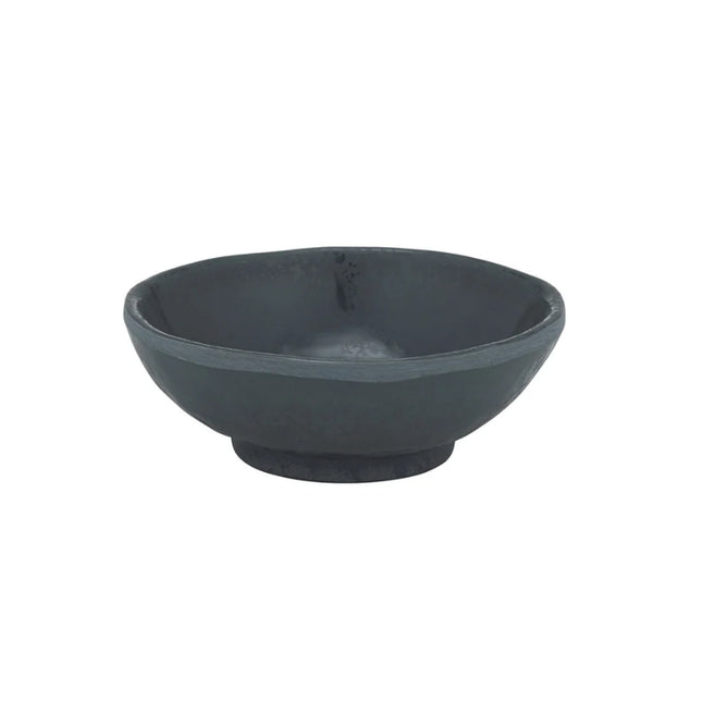 Dalebrook Mineral Agate grey 65ml melamine ramekin with a shallow rounded shape and subtle crackle-effect finish.