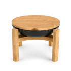 Dalebrook Nimble 245mm buffet stand with four bamboo legs, a black serving bowl and fitted round bamboo lid.
