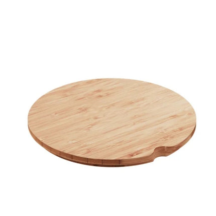 Round bamboo lid for the Dalebrook Nimble buffet stand, featuring a small finger notch at the edge.
