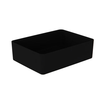 Rectangular black serving tray with rounded corners for the Dalebrook Nimble buffet stand.