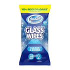 Duzzit 60-pack biodegradable glass wipes in blue and yellow packaging, designed to clean and shine windows and mirrors.