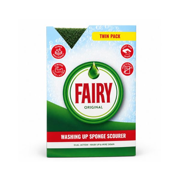 Fairy Dual Sponge Scourer With Crystals | Pack of 2 at Napev GH