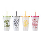 Frosted Cup With Straw