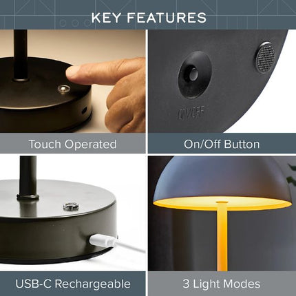 Global Gizmos 25cm Mushroom Table Lamp - Black at Napev GH