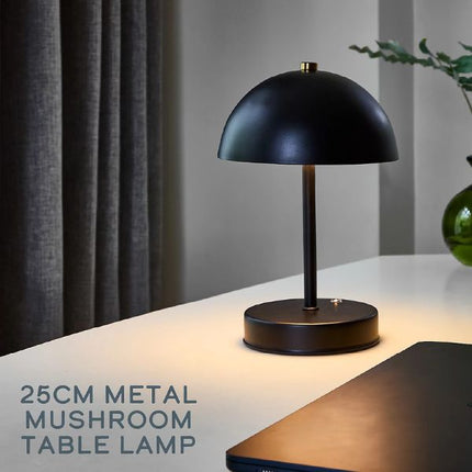 Global Gizmos 25cm Mushroom Table Lamp - Black at Napev GH
