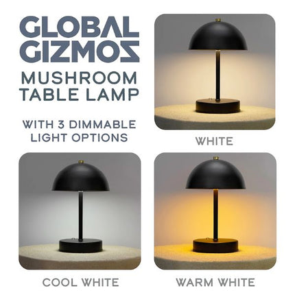 Global Gizmos 25cm Mushroom Table Lamp - Black at Napev GH