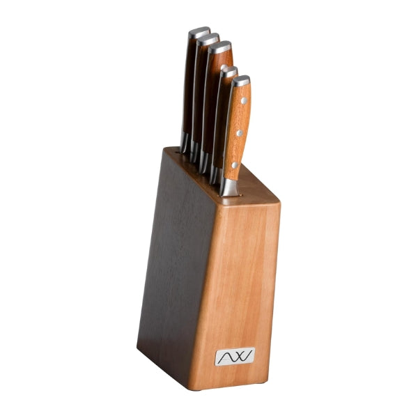 Grunwerg RF Ashwood 6 Piece Knife Block Set at Napev GH