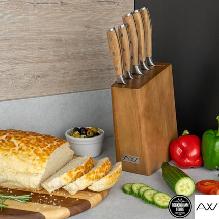 Grunwerg RF Ashwood 6 Piece Knife Block Set at Napev GH