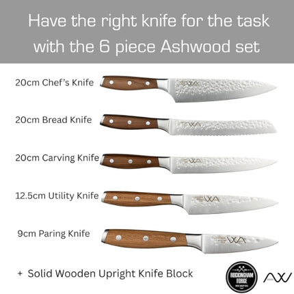 Grunwerg RF Ashwood 6 Piece Knife Block Set at Napev GH