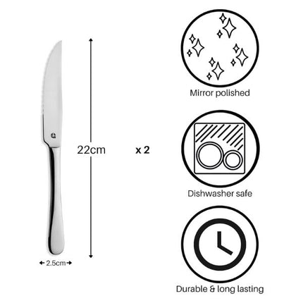 Grunwerg Windsor Steak Knife Set | Pack of 2 | Napev